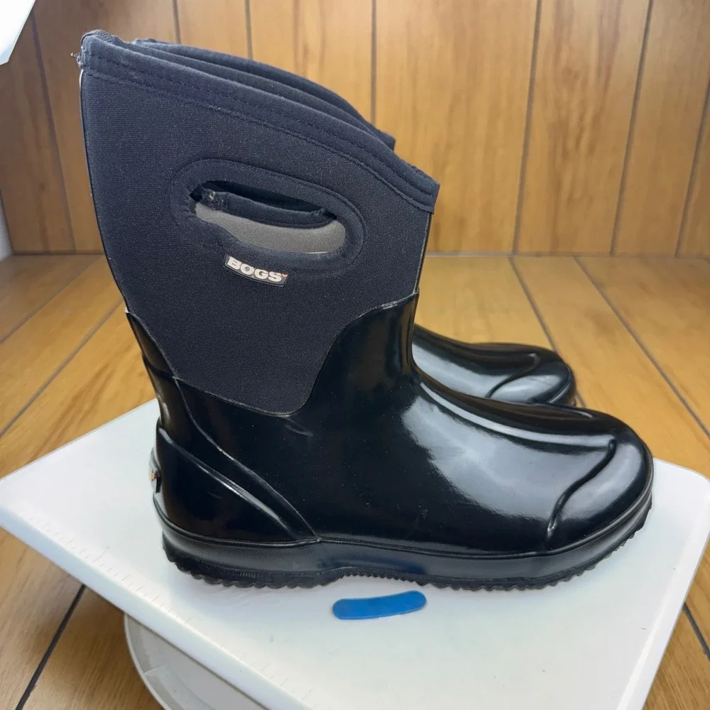 Bogs Classic Mid Handle Black Waterproof Insulated Rain Boots 60156-001 Womens 9